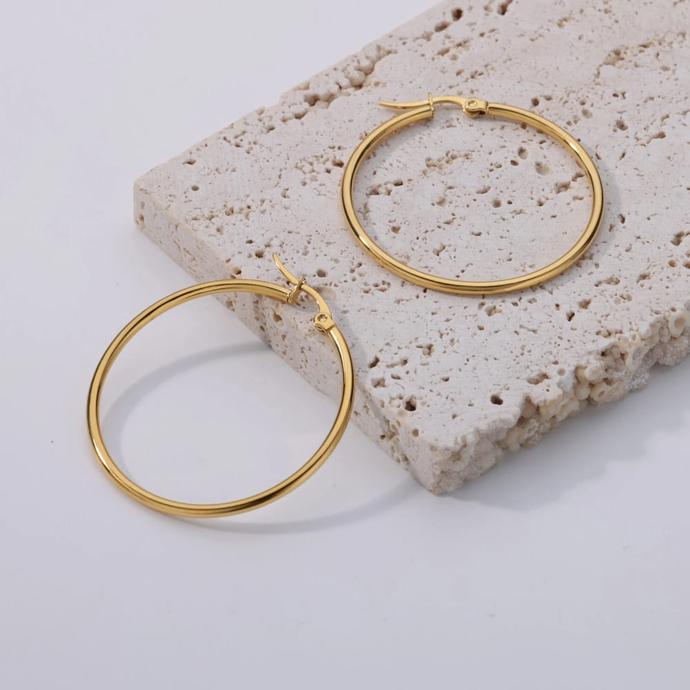 Women Gold Plated Stainless Steel  Hoop Earrings 